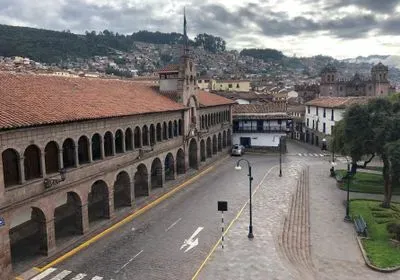 a photo of Cusco, Peru, showing empty streets a photo of Cusco, Peru, showing empty streets